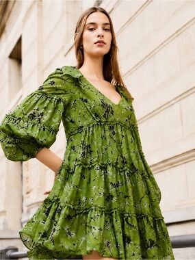 Cinq à Sept Vicky Fennel Multi Floral Ruffle Mini Dress Size 2
